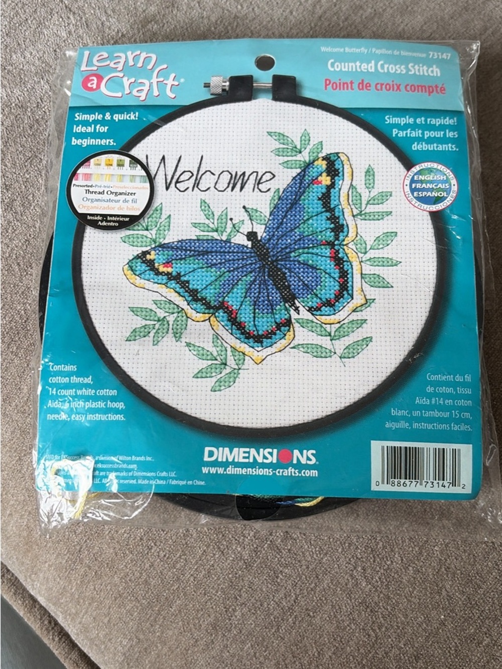 Learn a Craft Blue Butterfly Counted Cross Stitch Kit